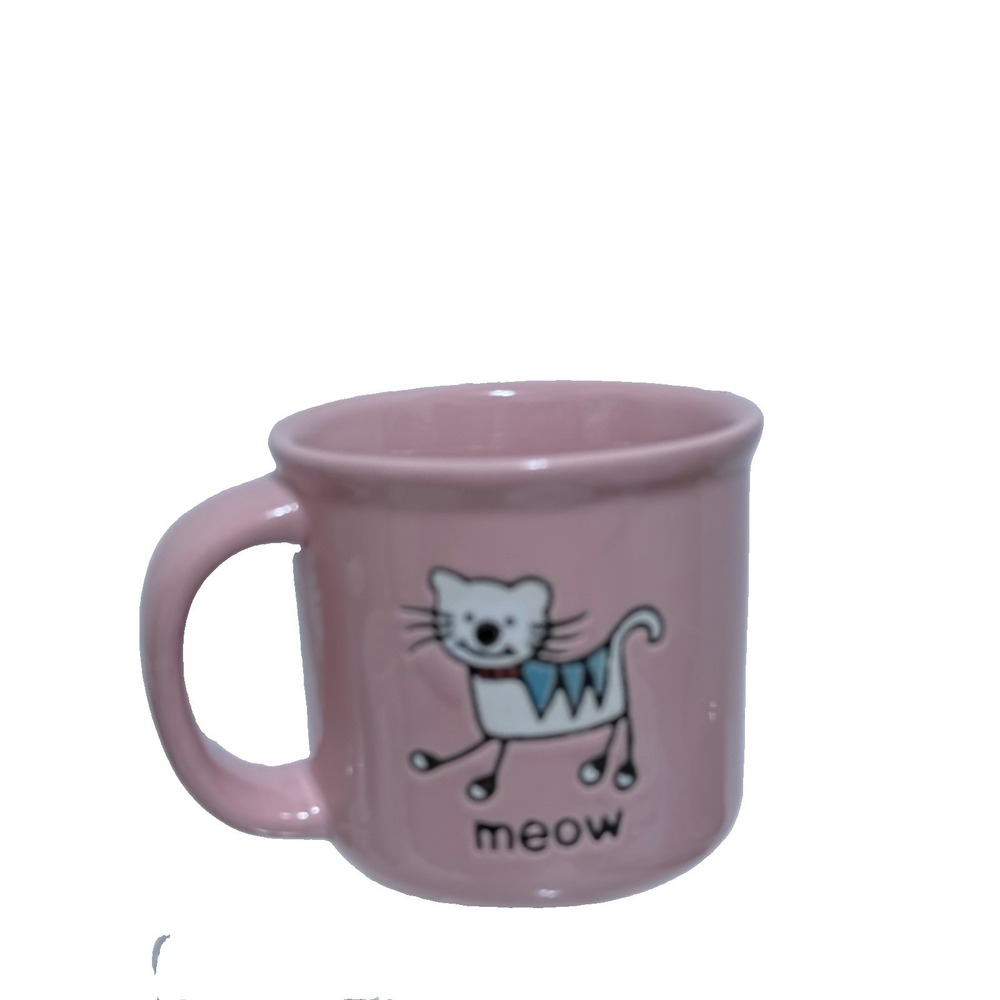 Meow Cat Coffee Pink Mug Pet-Rageous Designs Kitty Cat Lady Cat Lover